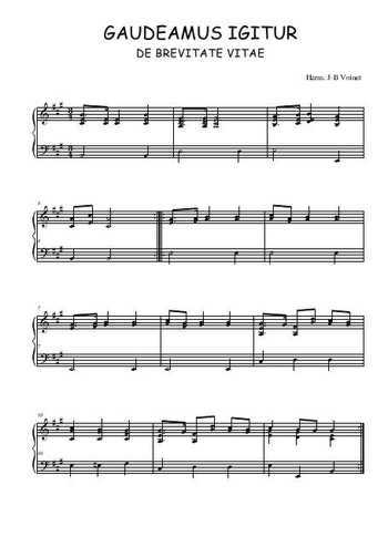 Téléchargez l'arrangement pour piano de la partition de Gaudeamus Igitur en PDF
